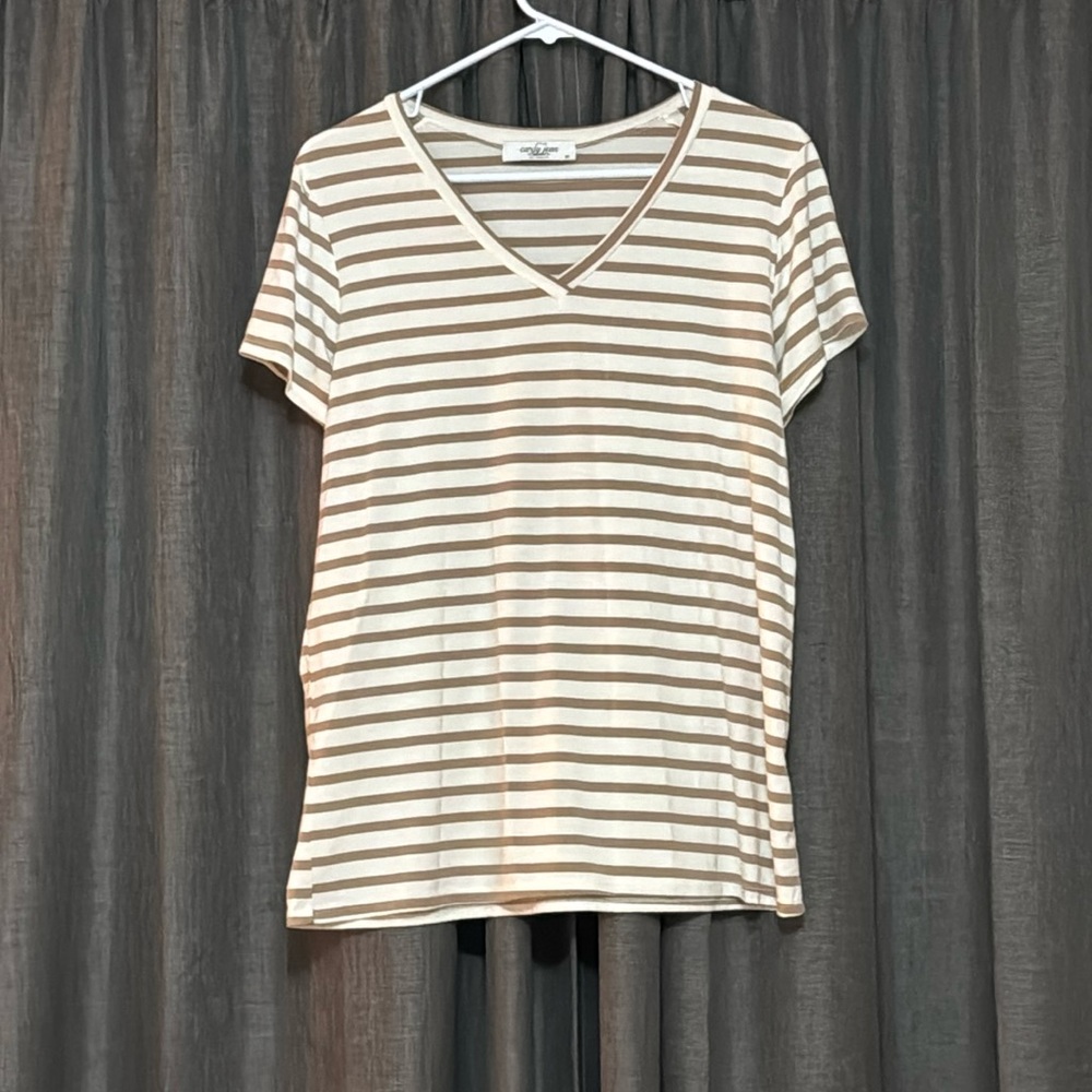 Carly Jean striped V-neck tee